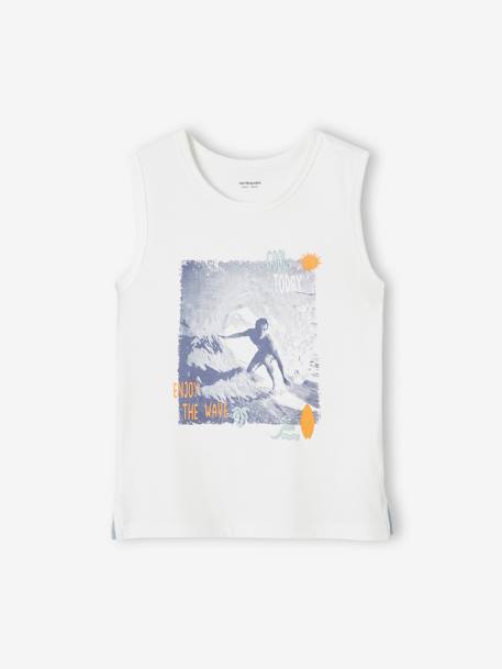 Tank Top with Surfing Photoprint for Boys white 