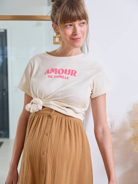 T-Shirt with Message, in Organic Cotton, Maternity & Nursing Special ecru 