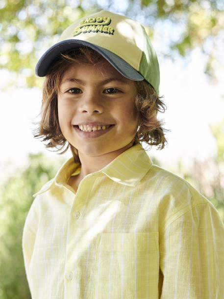 Striped Linen-Effect Shirt for Boys pastel yellow 