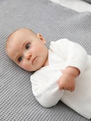 Baby-Jumpers, Cardigans & Sweaters-Wrap-Over Cardigan in Wool & Cotton for Babies