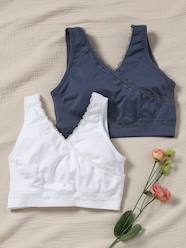 Maternity-Pack of 2 Crossover Bras, Lace Finish, Maternity & Nursing Special