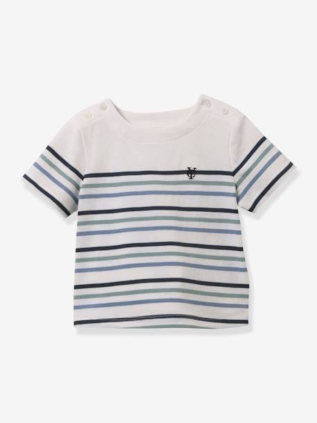 Striped T-Shirt in Organic Cotton for Babies, by Cyrillus striped green 
