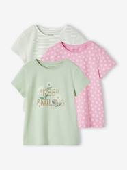 Girls-Tops-T-Shirts-Pack of 3 Assorted T-shirts, Iridescent Details for Girls