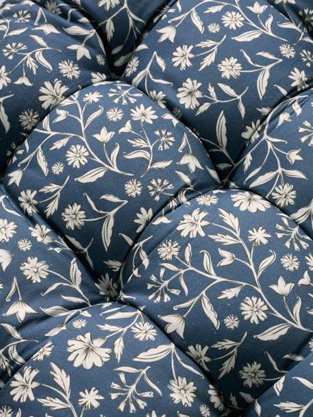 Flowers Floor Cushion, India printed blue 