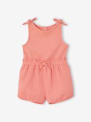 Baby-Dual Fabric Playsuit with Bows for Babies
