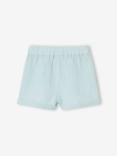 Shorts in Cotton Gauze for Babies blue+ecru+royal blue 