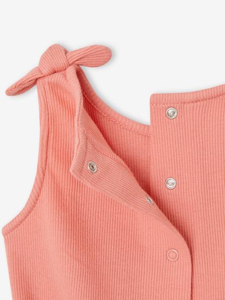 Dual Fabric Playsuit with Bows for Babies coral 