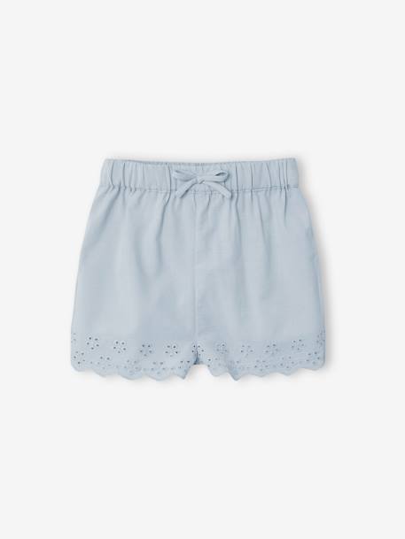 Ensemble for Babies: Blouse with Straps + Embroidered Shorts crystal blue 