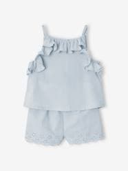 Baby-Ensemble for Babies: Blouse with Straps + Embroidered Shorts