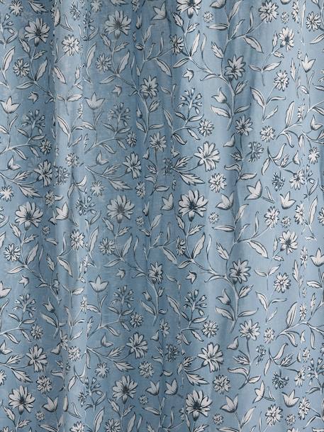 Bed Canopy in Washable Cotton, Flower, India printed blue 