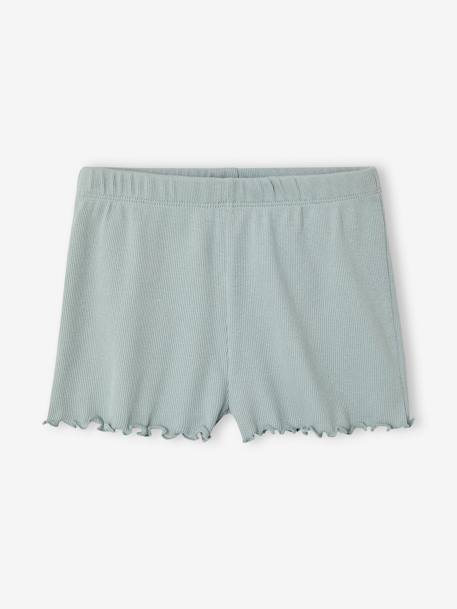 Pack of 2 Short Pyjamas in Rib Knit for Girls grey blue 