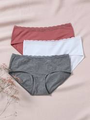 -Pack of 3 Shorties in Lace & Organic Cotton, for Maternity