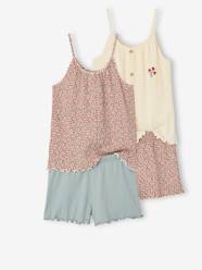 Girls-Nightwear-Pack of 2 Short Pyjamas in Rib Knit for Girls