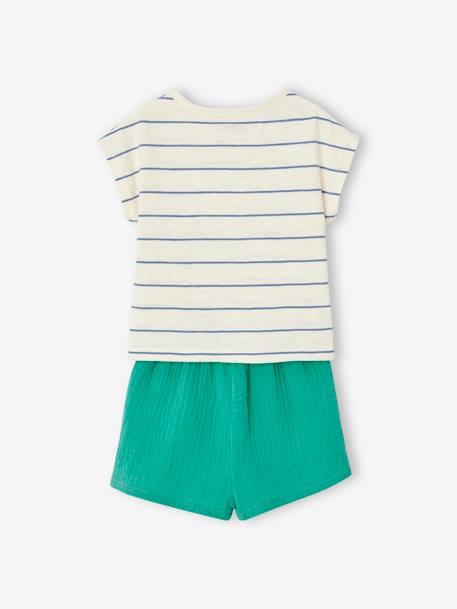 T-Shirt + Shorts Ensemble for Babies mint green+mocha 