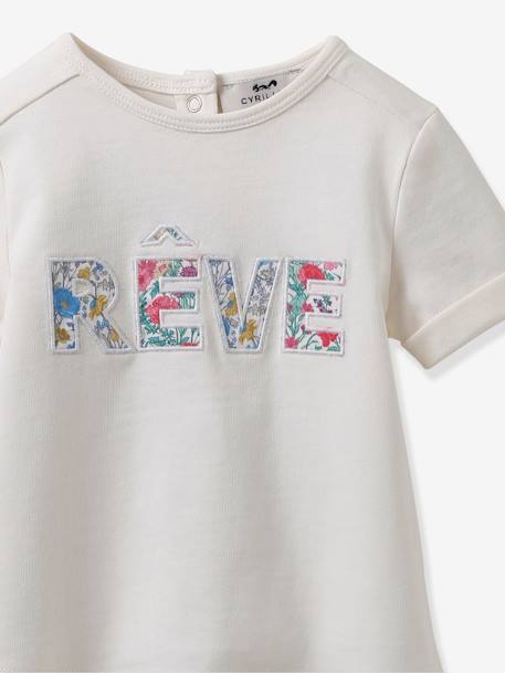 T-Shirt in Organic Cotton Liberty Fabric for Babies, by CYRILLUS ecru 