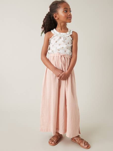 Long Skirt in Double Cotton Gauze by CYRILLUS rose 