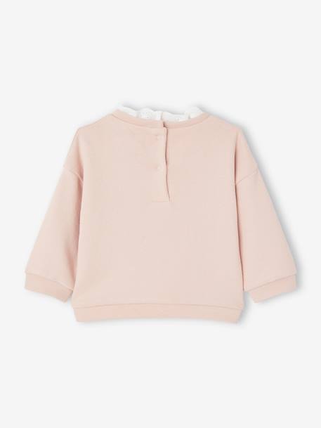 Sweatshirt with Broderie Anglaise Collar for Babies rosy 