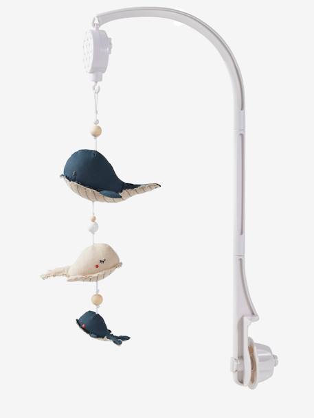 Whales Musical Mobile, Navy Sea marl beige 