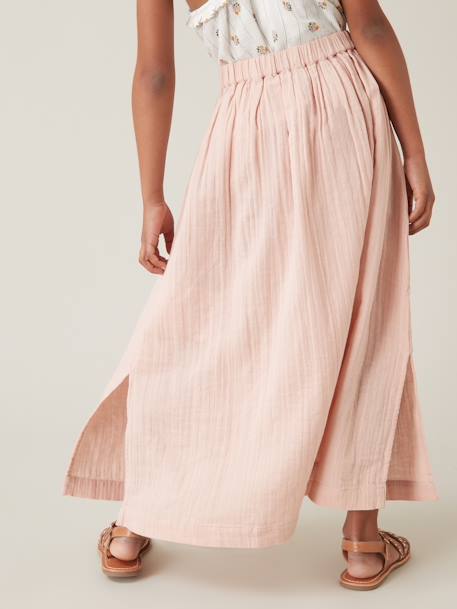 Long Skirt in Double Cotton Gauze by CYRILLUS rose 