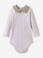 Baby-Bodysuit in Organic Cotton with Liberty Fabric Collar for Babies, by CYRILLUS