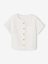 -Short Sleeve Cotton Gauze Shirt for Babies