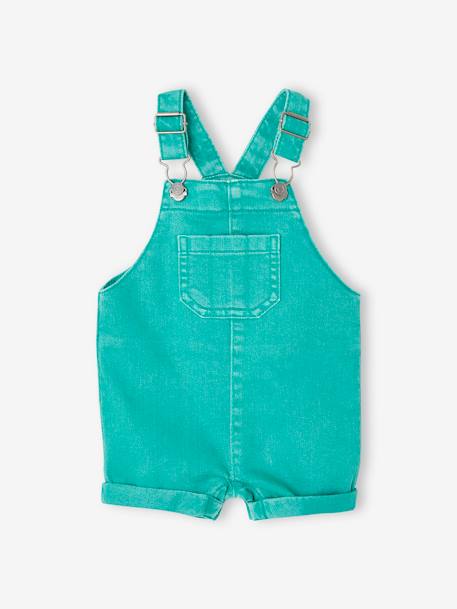 Dungaree Shorts with Adjustable Straps for Babies ecru+mint green 