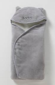 Nursery-Throw with Hood for Babies, in Microfibre, Polar Fleece Lining
