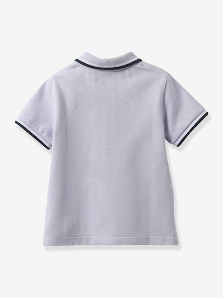 Piqué Knit Polo Shirt in Organic Cotton for Babies, by CYRILLUS grey blue 