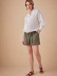 Paperbag-Effect Cotton Gauze Shorts for Maternity, ENVIE DE FRAISE