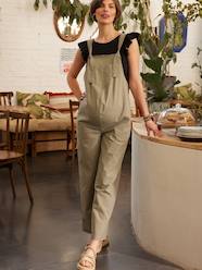 Maternity-Playsuits & Dungarees-Linen-Effect Wide Leg Dungarees for Maternity, by ENVIE DE FRAISE
