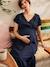 Long Dress for Maternity in Cotton Gauze, by ENVIE DE FRAISE navy blue 