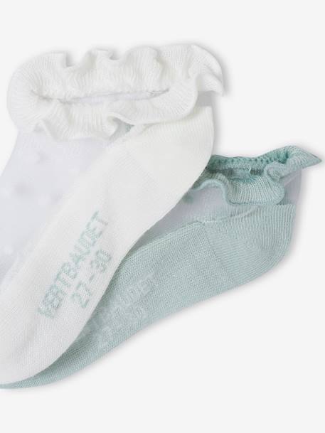 Pack of 2 Pairs of Quarter Socks for Girls ecru 