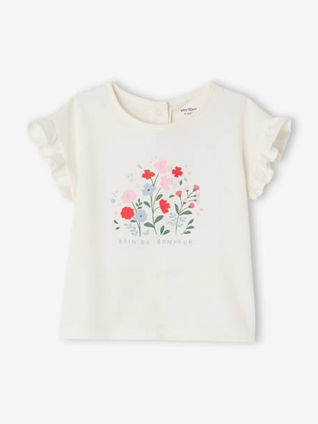 T-Shirt with Flowers in Relief, for Babies ecru 