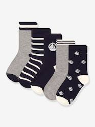 Boys-Underwear-Socks-Pack of 5 Pairs of Socks for Children, by Petit Bateau