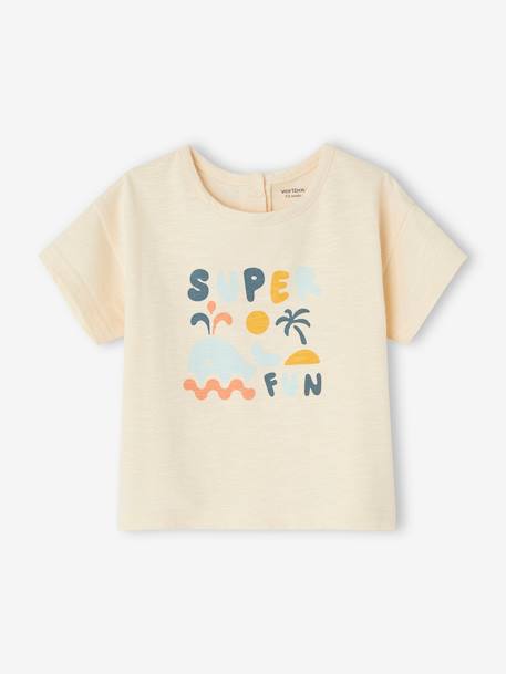 Short Sleeve T-Shirt, 'Super Fun', for Babies ecru 