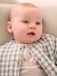 Baby-Jumpers, Cardigans & Sweaters-Chequered Cardigan in Seersucker for Newborn Babies