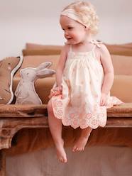 -Embroidered Dress & Matching Headband for Babies