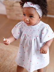 -Seersucker Dress + Shorts + Headband Combo for Babies