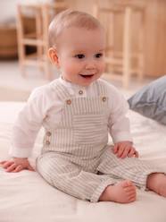 Baby-Outfits-Shirt & Dungarees Ensemble in Linen & Cotton for Newborn Babies