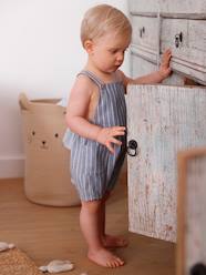 Striped Dungarees in Linen & Cotton, for Babies