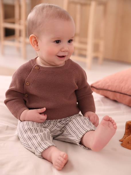 Jumper in Fancy Knit with Opening on the Front for Newborn Babies mocha 