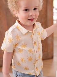 Baby-Blouses & Shirts-Short Sleeve Shirt in Cotton Gauze for Babies