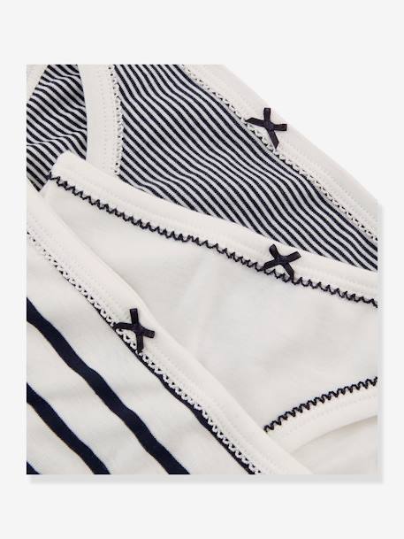 Pack of 3 Striped Briefs for Girls, by PETIT BATEAU white 