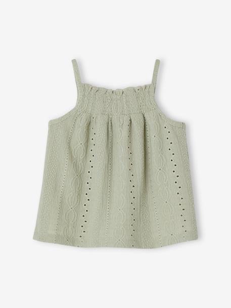 Strappy Fancy Knit Top for Babies ecru+sage green 
