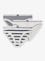 Girls-Underwear-Pack of 3 Striped Briefs for Girls, by PETIT BATEAU