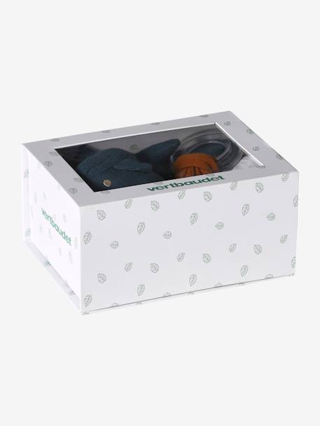 3-Piece Gift Box: Muslin Square + Soft Toy + Rattle blue+rose 