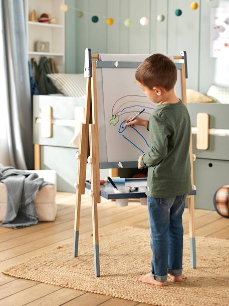 3-in-1 Foldable Board, Adjustable Height  - Wood FSC®100% Certified navy blue+PINK MEDIUM SOLID+Wood/Multi 