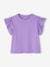 T-Shirt with Embroidered Flowers & Ruffled Sleeves for Girls violet 