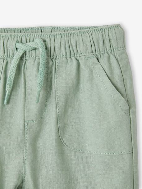 Lightweight Trousers in Linen & Cotton, for Babies pearly grey+sage green 