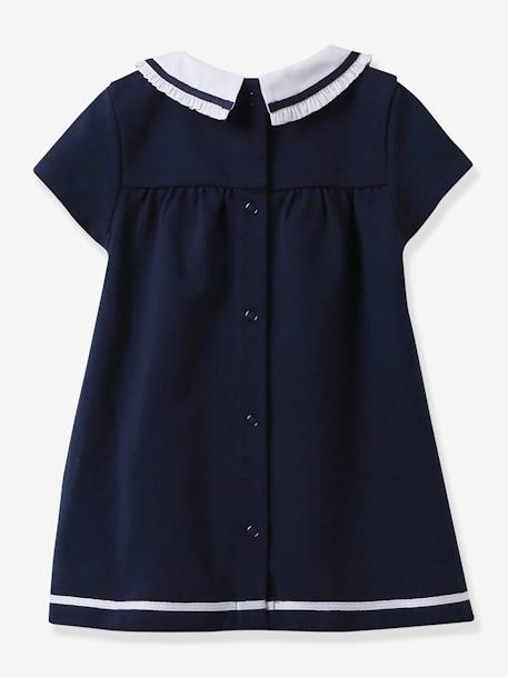 Dress in Organic Cotton Piqué Knit for Babies navy blue 